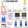 image122PCS Professional Painting SetArt Painting Supplies KitCanvas Painting Kit with Tabletop Wooden Easel72ColorsAcrylic Paint SetWatercolorOil Brushes CanvasesPainting Set for Kids Adults72Color
