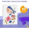 image14 Packs Stretched Canvases for Painting Multi Pack 11x14 944x12 8x10 5x7 4x4 Round Canvas with 8x810x102 of Each Blank Primed Canvas for Oil Paint Acrylic Paint for Beginners Artists10 Packs1Sizes 1216in