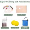 imageESRICH 141PCS Deluxe Artist Painting Set Painting Supplies with 84 PaintOil WatercolorAcrylic Paint Metal and Wooden Easels Canvas Paper Pads Paintbrushes etc for Adults Kids Artists141
