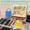 imageESRICH 141PCS Deluxe Artist Painting Set Painting Supplies with 84 PaintOil WatercolorAcrylic Paint Metal and Wooden Easels Canvas Paper Pads Paintbrushes etc for Adults Kids Artists141