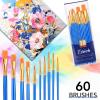 imageESRICH Acrylic Paint Brushes Set 16 Packs 160 Pcs Nylon Brush Head Suitable for Acrylic Oil WatercolorRock Body Face Nail ArtPerfect Suit of Art Painting Best Gift for Kids Adult DrawingBlue