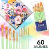 imageESRICH Acrylic Paint Brushes Set 16 Packs 160 Pcs Nylon Brush Head Suitable for Acrylic Oil WatercolorRock Body Face Nail ArtPerfect Suit of Art Painting Best Gift for Kids Adult DrawingGreen
