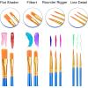 imageESRICH Acrylic Paint Brushes Set 16 Packs 160 Pcs Nylon Brush Head Suitable for Acrylic Oil WatercolorRock Body Face Nail ArtPerfect Suit of Art Painting Best Gift for Kids Adult DrawingBlue