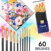 imageESRICH Acrylic Paint Brushes Set 16 Packs 160 Pcs Nylon Brush Head Suitable for Acrylic Oil WatercolorRock Body Face Nail ArtPerfect Suit of Art Painting Best Gift for Kids Adult DrawingBlack