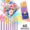 imageESRICH Acrylic Paint Brushes Set 16 Packs 160 Pcs Nylon Brush Head Suitable for Acrylic Oil WatercolorRock Body Face Nail ArtPerfect Suit of Art Painting Best Gift for Kids Adult DrawingPurple