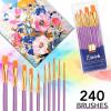 imageESRICH Acrylic Paint Brushes Set 16 Packs 160 Pcs Nylon Brush Head Suitable for Acrylic Oil WatercolorRock Body Face Nail ArtPerfect Suit of Art Painting Best Gift for Kids Adult DrawingPurple