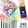 imageESRICH Acrylic Paint Brushes Set 16 Packs 160 Pcs Nylon Brush Head Suitable for Acrylic Oil WatercolorRock Body Face Nail ArtPerfect Suit of Art Painting Best Gift for Kids Adult DrawingBlack
