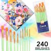 imageESRICH Acrylic Paint Brushes Set 16 Packs 160 Pcs Nylon Brush Head Suitable for Acrylic Oil WatercolorRock Body Face Nail ArtPerfect Suit of Art Painting Best Gift for Kids Adult DrawingGreen