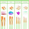 imageESRICH Acrylic Paint Brushes Set 16 Packs 160 Pcs Nylon Brush Head Suitable for Acrylic Oil WatercolorRock Body Face Nail ArtPerfect Suit of Art Painting Best Gift for Kids Adult DrawingGreen
