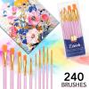 imageESRICH Acrylic Paint Brushes Set 16 Packs 160 Pcs Nylon Brush Head Suitable for Acrylic Oil WatercolorRock Body Face Nail ArtPerfect Suit of Art Painting Best Gift for Kids Adult DrawingPink
