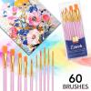 imageESRICH Acrylic Paint Brushes Set 16 Packs 160 Pcs Nylon Brush Head Suitable for Acrylic Oil WatercolorRock Body Face Nail ArtPerfect Suit of Art Painting Best Gift for Kids Adult DrawingPink