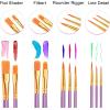 imageESRICH Acrylic Paint Brushes Set 16 Packs 160 Pcs Nylon Brush Head Suitable for Acrylic Oil WatercolorRock Body Face Nail ArtPerfect Suit of Art Painting Best Gift for Kids Adult DrawingPurple