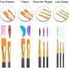 imageESRICH Acrylic Paint Brushes Set 16 Packs 160 Pcs Nylon Brush Head Suitable for Acrylic Oil WatercolorRock Body Face Nail ArtPerfect Suit of Art Painting Best Gift for Kids Adult DrawingBlack