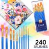 imageESRICH Acrylic Paint Brushes Set 16 Packs 160 Pcs Nylon Brush Head Suitable for Acrylic Oil WatercolorRock Body Face Nail ArtPerfect Suit of Art Painting Best Gift for Kids Adult DrawingBlue