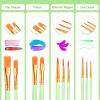 imageESRICH Acrylic Paint Brushes Set8Packs 80 Pcs Nylon Paintbrushes Head Suitable for Acrylic Oil Watercolor Rock Body Face Nail Art Perfect Suit of Art Painting Best Gift for Kids Adult DrawingGreen