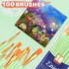 imageESRICH Acrylic Paint Brushes Set8Packs 80 Pcs Nylon Paintbrushes Head Suitable for Acrylic Oil Watercolor Rock Body Face Nail Art Perfect Suit of Art Painting Best Gift for Kids Adult DrawingGreen