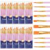 imageESRICH Acrylic Paint Brushes Set8Packs 80 Pcs Nylon Paintbrushes Head Suitable for Acrylic Oil Watercolor Rock Body Face Nail Art Perfect Suit of Art Painting Best Gift for Kids Adult DrawingPink