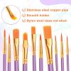 imageESRICH Acrylic Paint Brushes Set8Packs 80 Pcs Nylon Paintbrushes Head Suitable for Acrylic Oil Watercolor Rock Body Face Nail Art Perfect Suit of Art Painting Best Gift for Kids Adult DrawingPurple