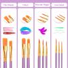 imageESRICH Acrylic Paint Brushes Set8Packs 80 Pcs Nylon Paintbrushes Head Suitable for Acrylic Oil Watercolor Rock Body Face Nail Art Perfect Suit of Art Painting Best Gift for Kids Adult DrawingPurple