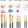imageESRICH Acrylic Paint Brushes Set8Packs 80 Pcs Nylon Paintbrushes Head Suitable for Acrylic Oil Watercolor Rock Body Face Nail Art Perfect Suit of Art Painting Best Gift for Kids Adult DrawingBlack