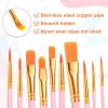 imageESRICH Acrylic Paint Brushes Set8Packs 80 Pcs Nylon Paintbrushes Head Suitable for Acrylic Oil Watercolor Rock Body Face Nail Art Perfect Suit of Art Painting Best Gift for Kids Adult DrawingPink