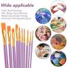 imageESRICH Acrylic Paint Brushes Set8Packs 80 Pcs Nylon Paintbrushes Head Suitable for Acrylic Oil Watercolor Rock Body Face Nail Art Perfect Suit of Art Painting Best Gift for Kids Adult DrawingPurple