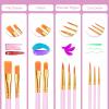 imageESRICH Acrylic Paint Brushes Set8Packs 80 Pcs Nylon Paintbrushes Head Suitable for Acrylic Oil Watercolor Rock Body Face Nail Art Perfect Suit of Art Painting Best Gift for Kids Adult DrawingPink