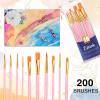 imageESRICH Acrylic Paint Brushes Set8Packs 80 Pcs Nylon Paintbrushes Head Suitable for Acrylic Oil Watercolor Rock Body Face Nail Art Perfect Suit of Art Painting Best Gift for Kids Adult DrawingPink
