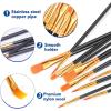 imageESRICH Acrylic Paint Brushes Set8Packs 80 Pcs Nylon Paintbrushes Head Suitable for Acrylic Oil Watercolor Rock Body Face Nail Art Perfect Suit of Art Painting Best Gift for Kids Adult DrawingBlack