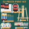 imageESRICH Acrylic Paint Canvas Set52 Piece Professional Painting Supplies Kit with 2 Wood Easel2  12Colors2  10 BrushesCircular Canvas EtcPremium Paint Kit for KidsStudents Artists and Beginner24Color