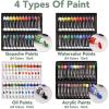 imageESRICH Acrylic Paint Canvas Set52 Piece Professional Painting Supplies Kit with 2 Wood Easel2  12Colors2  10 BrushesCircular Canvas EtcPremium Paint Kit for KidsStudents Artists and Beginner96Color