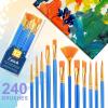 imageESRICH Paint Brushes Set20 Pack 240 Pcs Nylon Hair Paintbrushes RoundPointed Tip Paint BrushArtist Paint Brushes for Acrylic PaintingAcrylic Oil Watercolor Face ArtsKids Adult Drawing240p