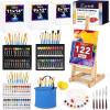 image122PCS Professional Painting SetArt Painting Supplies KitCanvas Painting Kit with Tabletop Wooden Easel72ColorsAcrylic Paint SetWatercolorOil Brushes CanvasesPainting Set for Kids Adults72Color