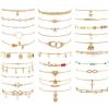 imageESRICH 3040PCS Anklets for Women Ankle Bracelets for Wemen with Gold Silver Rose Gold Three Style Anklets for Women Waterproof for Beach Jewelry Gifts Adjustable Size Beach Anklet Set