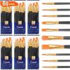 imageESRICH Acrylic Paint Brushes Set 16 Packs 160 Pcs Nylon Brush Head Suitable for Acrylic Oil WatercolorRock Body Face Nail ArtPerfect Suit of Art Painting Best Gift for Kids Adult DrawingBlack