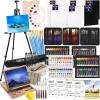 imageESRICH Acrylic Paint Canvas Set52 Piece Professional Painting Supplies Kit with 2 Wood Easel2  12Colors2  10 BrushesCircular Canvas EtcPremium Paint Kit for KidsStudents Artists and Beginner96Color