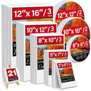 image14 Packs Stretched Canvas for Painting MultiSize 12x16 10x12 8x10 5x7 8x8 6x6 4x4 2 of Each Primed Blank Canvas for Oil Acrylic Paintfor Beginner Artist21Pack Canvas
