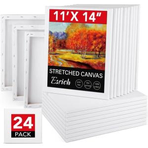 image14 Packs Stretched Canvases for Painting Multi Pack 11x14 944x12 8x10 5x7 4x4 Round Canvas with 8x810x102 of Each Blank Primed Canvas for Oil Paint Acrylic Paint for Beginners Artists24 Packs1Size 1114in
