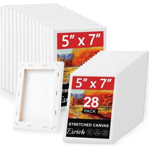 image14 Packs Stretched Canvases for Painting Multi Pack 11x14 944x12 8x10 5x7 4x4 Round Canvas with 8x810x102 of Each Blank Primed Canvas for Oil Paint Acrylic Paint for Beginners Artists28 Packs1Sizes 57in