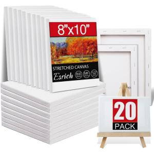 image14 Packs Stretched Canvases for Painting Multi Pack 11x14 944x12 8x10 5x7 4x4 Round Canvas with 8x810x102 of Each Blank Primed Canvas for Oil Paint Acrylic Paint for Beginners Artists20 Packs1Sizes 810in