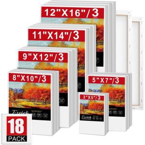 image3 Pack Canvases for Painting with Multi Pack 11x14 5x7 8x10 Painting Canvas for Oil ampamp Acrylic Paint18 Packs  6 Sizes 3 of Each