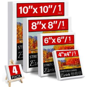 image3 Pack Canvases for Painting with Multi Pack 11x14 5x7 8x10 Painting Canvas for Oil ampamp Acrylic Paint4 Packs  4Sizes4x4 6x6 8x8 10x10