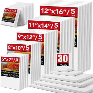 image30 Pack Canvases for Painting with 4x4 5x7 8x10 9x12 11x14 12x16 Painting Canvas for Oil ampamp Acrylic Paint30 Packs  6Sizes5 of Each