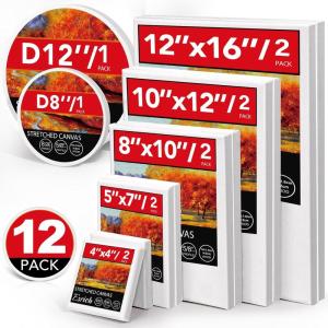 imageESRICH 4 Pack Stretched Canvas for Painting with 9x12 5x7 4x4 3x3 Primed AcidFree Cotton Blank Canvases for Painting Painting Canvas for Oil ampamp Acrylic Paint12PCS7sizes