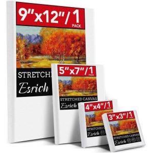 imageESRICH 4 Pack Stretched Canvas for Painting with 9x12 5x7 4x4 3x3 Primed AcidFree Cotton Blank Canvases for Painting Painting Canvas for Oil ampamp Acrylic Paint4PCS4sizes1 of Each
