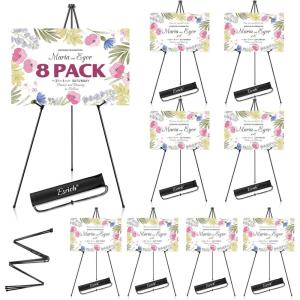 imageESRICH 8 Pack Easel Stand for Sign 63quot Easels for Display Lightweight Metal Easels for Signs Wedding LogosArts PaintingAdjustable Easel Stand with Storage Bag8p