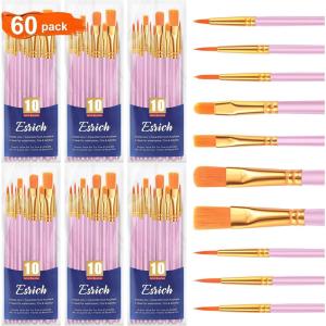 imageESRICH Acrylic Paint Brushes Set 16 Packs 160 Pcs Nylon Brush Head Suitable for Acrylic Oil WatercolorRock Body Face Nail ArtPerfect Suit of Art Painting Best Gift for Kids Adult DrawingPink