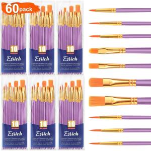 imageESRICH Acrylic Paint Brushes Set 16 Packs 160 Pcs Nylon Brush Head Suitable for Acrylic Oil WatercolorRock Body Face Nail ArtPerfect Suit of Art Painting Best Gift for Kids Adult DrawingPurple