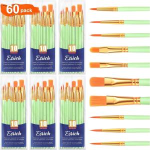 imageESRICH Acrylic Paint Brushes Set 16 Packs 160 Pcs Nylon Brush Head Suitable for Acrylic Oil WatercolorRock Body Face Nail ArtPerfect Suit of Art Painting Best Gift for Kids Adult DrawingGreen