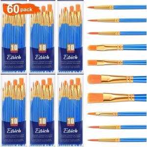 imageESRICH Acrylic Paint Brushes Set 16 Packs 160 Pcs Nylon Brush Head Suitable for Acrylic Oil WatercolorRock Body Face Nail ArtPerfect Suit of Art Painting Best Gift for Kids Adult DrawingBlue